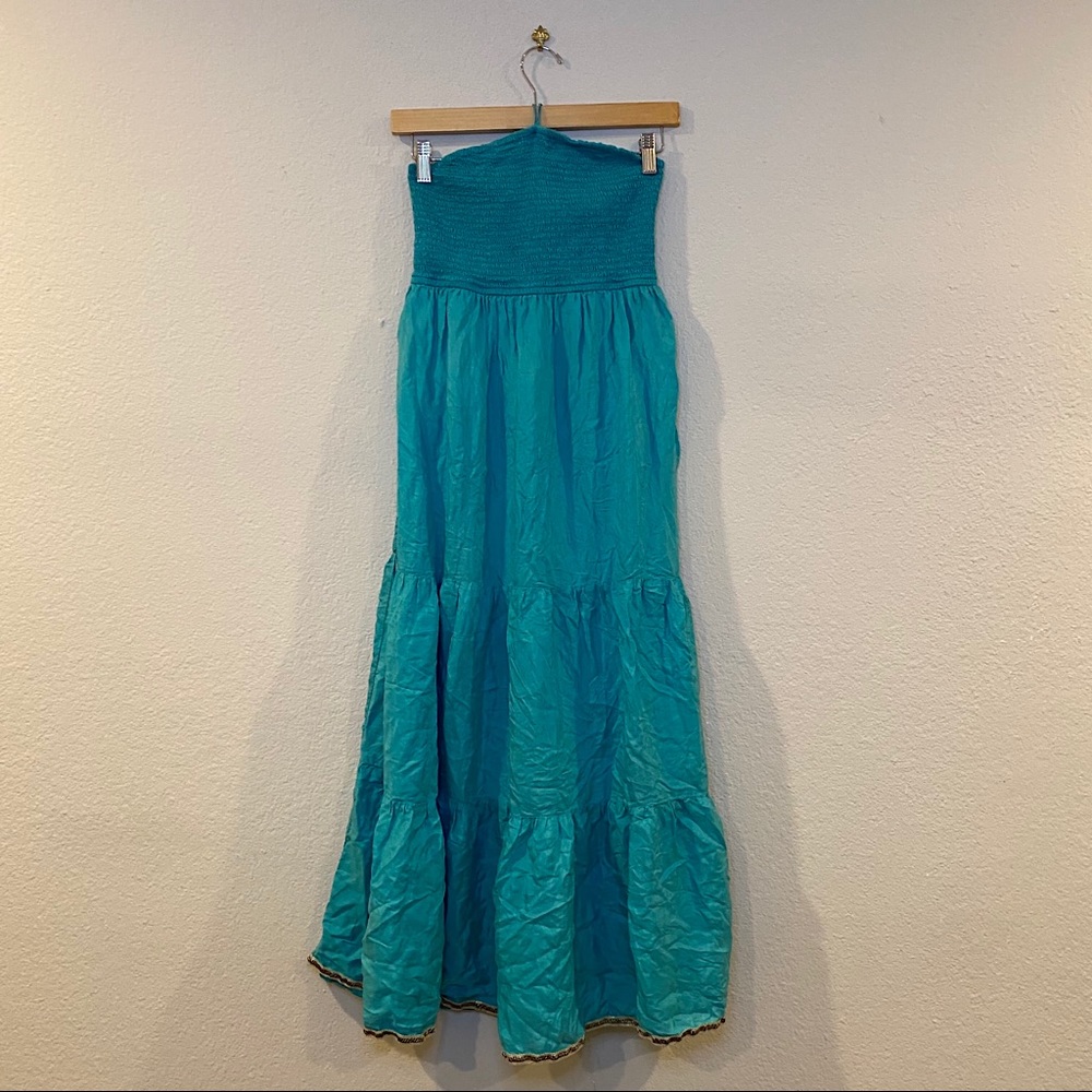 Aqua Halter Maxi dress - Maeve - XS